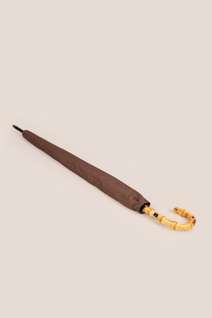 Jonathan Brown classic umbrella with bamboo wooden handle and elegant brown canopy golf umbrella for men, stylish and durable rain protection.