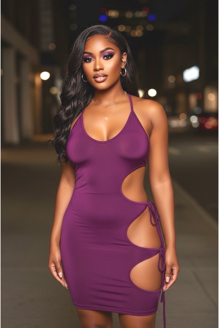 Just Tonight - Spaghetti Strap Side Cut Out Party Dress