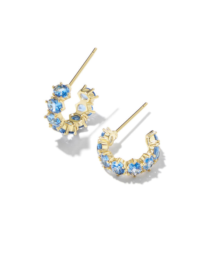 Kendra Scott CAILIN CRYSTAL HUGGIE EARRINGS in Gold Blue Violet Crystal