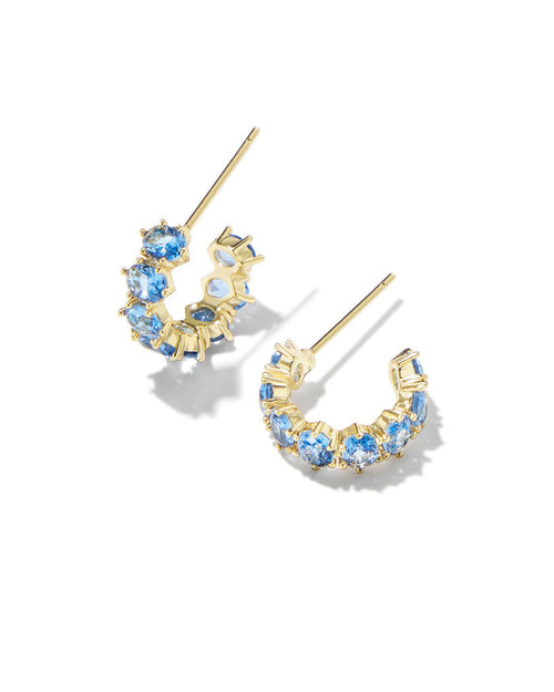 Kendra Scott CAILIN CRYSTAL HUGGIE EARRINGS in Gold Blue Violet Crystal