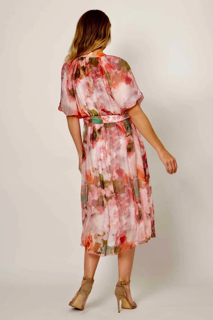 La Strada Amara Pink/Olive Shirt Dress Long Sleeve