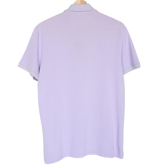 Lacoste lilac purple cotton polo shirt with embroidered crocodile logo and pocket.