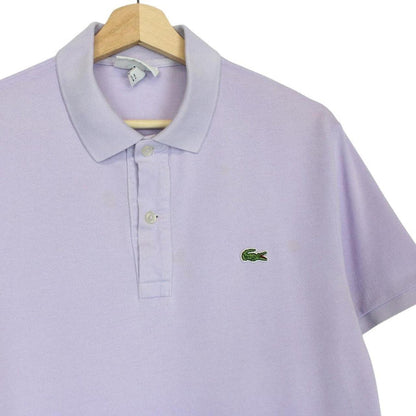 Lacoste lilac purple cotton polo shirt with embroidered crocodile logo and pocket.