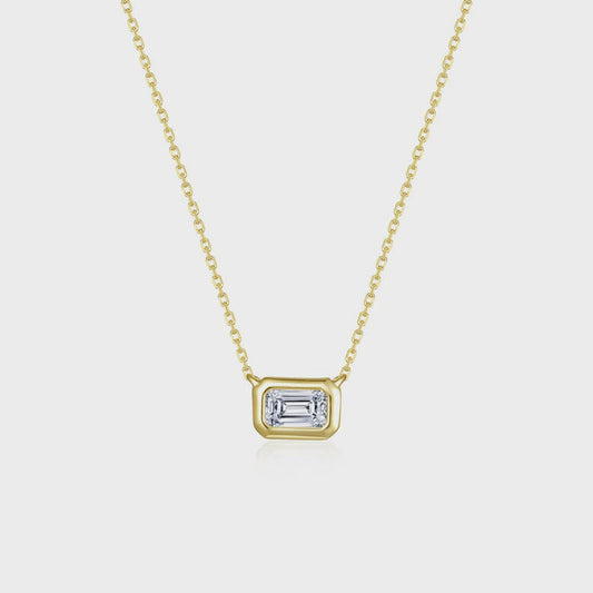 Lafonn East-West Bezel-Set Emerald-Cut Solitaire Choker Necklace