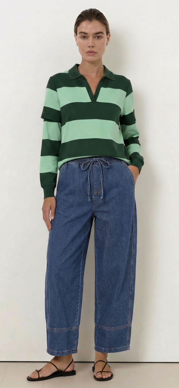 Liberty Rose Streamline Barrel Pants Washed Denim