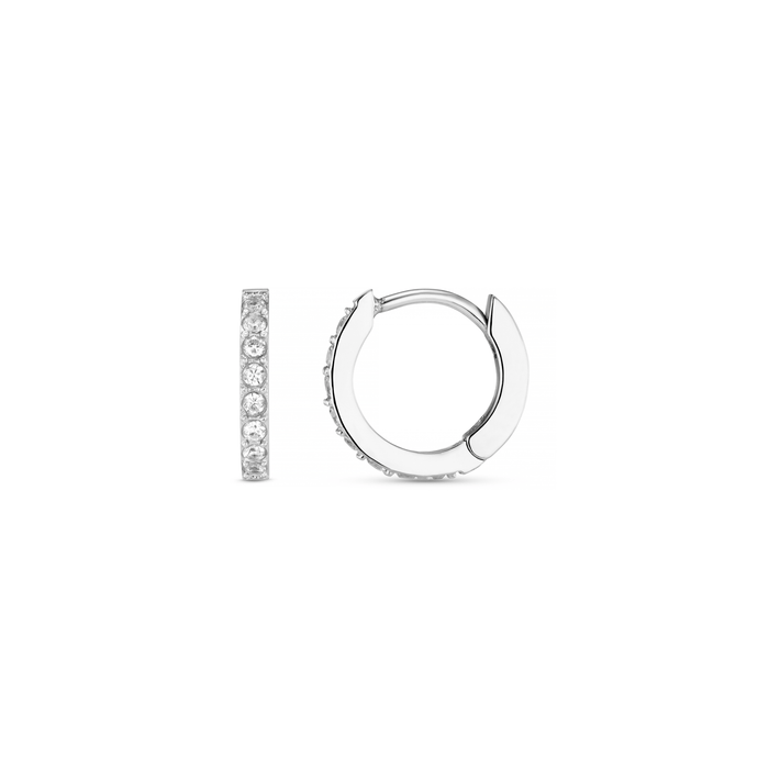 LUXE Pavé Huggie Hoop Earrings - Silver