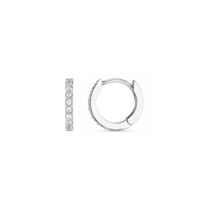LUXE Pavé Huggie Hoop Earrings - Silver