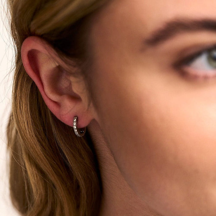 LUXE Pavé Huggie Hoop Earrings - Silver