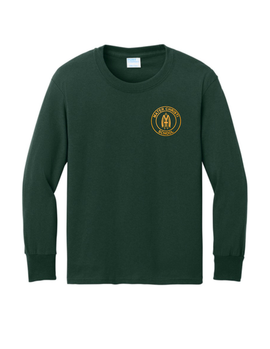 MCS LONG SLEEVE PE T-SHIRT W/ LOGO IN GREEN OR WHITE - FINAL SALE