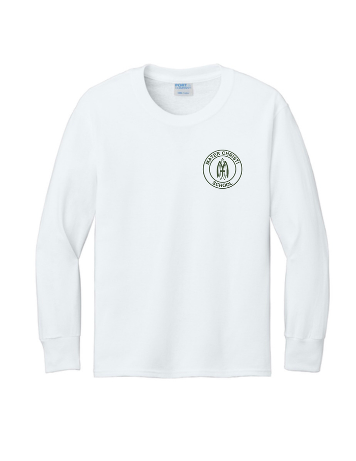 MCS LONG SLEEVE PE T-SHIRT W/ LOGO IN GREEN OR WHITE - FINAL SALE