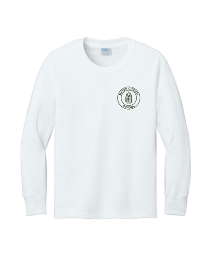MCS LONG SLEEVE PE T-SHIRT W/ LOGO IN GREEN OR WHITE - FINAL SALE