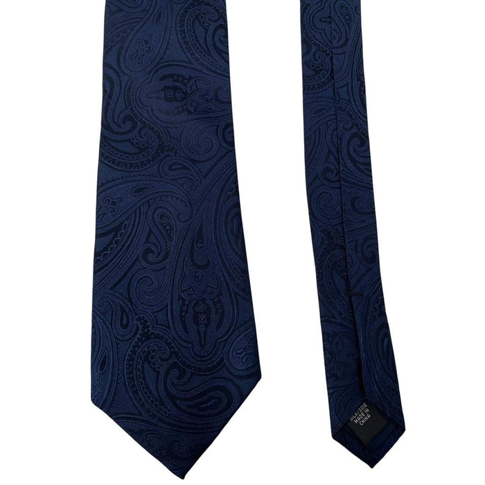 Michael Kors Navy Blue and Black Abstract Pattern Silk Tie