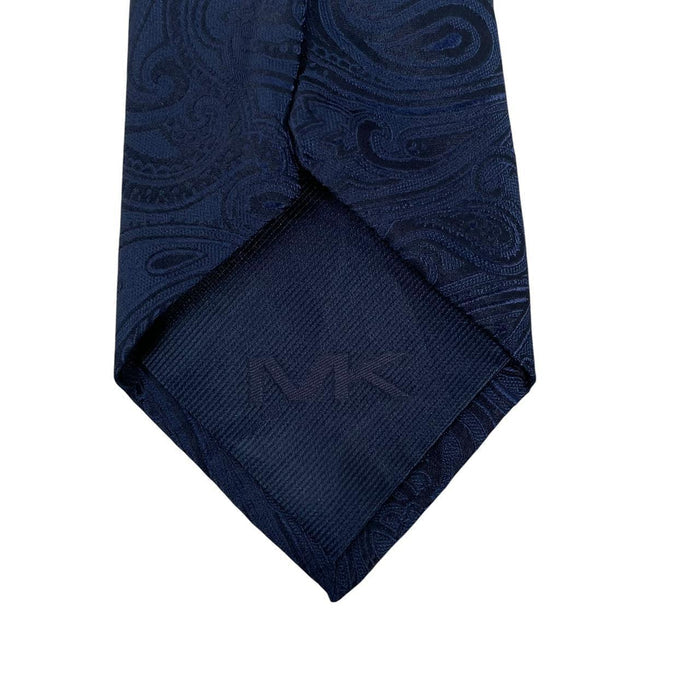 Michael Kors Navy Blue and Black Abstract Pattern Silk Tie