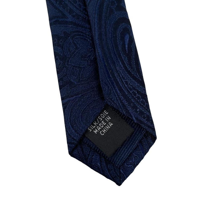 Michael Kors Navy Blue and Black Abstract Pattern Silk Tie