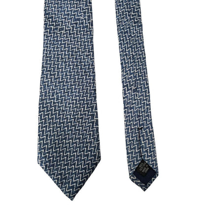 Michael Kors Blue Geometric Pattern Silk Tie