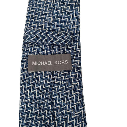 Michael Kors Blue Geometric Pattern Silk Tie