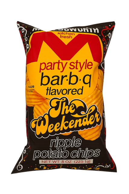 Weekender Bag of Middleswarth  potato chips party style bbq on a white background