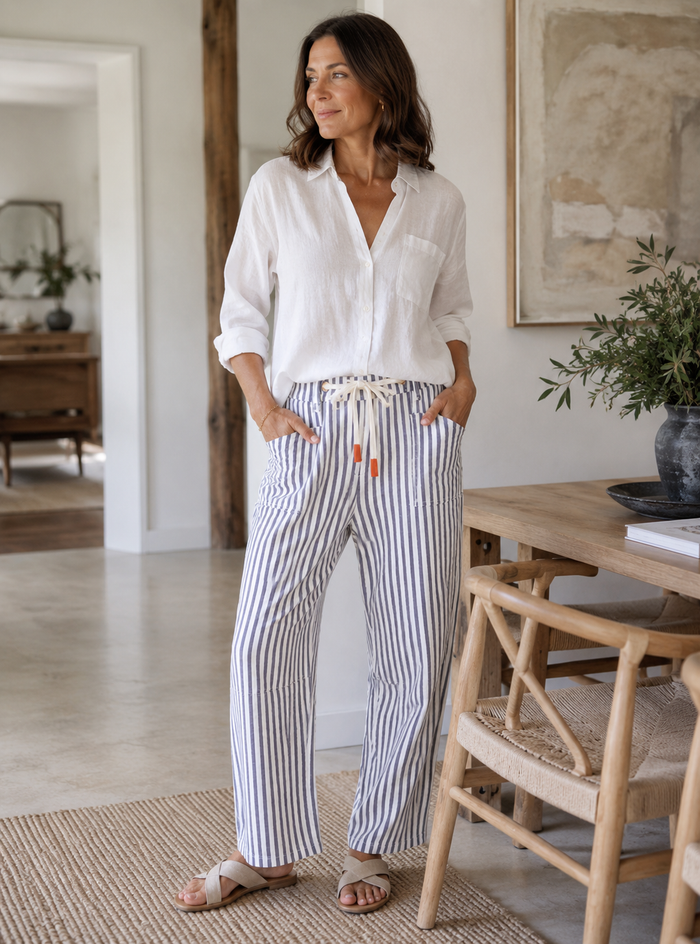 Monaco Carter Barrel Jeans Navy Stripe