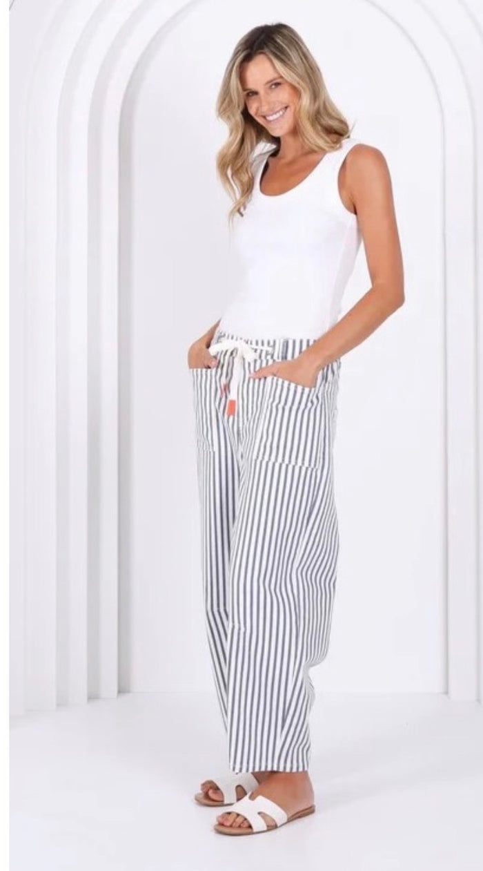 Monaco Carter Barrel Jeans Navy Stripe