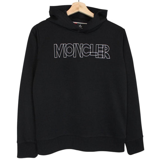 Moncler Grenoble Black and White Logo Print Hoodie Jumper