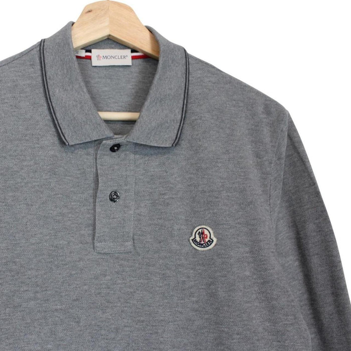 Moncler Maglia Manica Lunga Grey Long Sleeve Cotton Polo Shirt