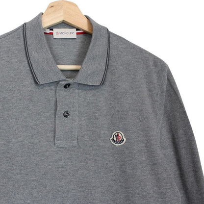 Moncler Maglia Manica Lunga Grey Long Sleeve Cotton Polo Shirt