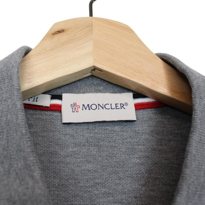 Moncler Maglia Manica Lunga Grey Long Sleeve Cotton Polo Shirt