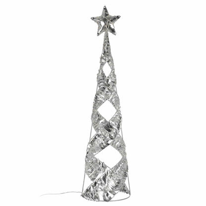 Spiral cone shape silver Christmas tree with star topper