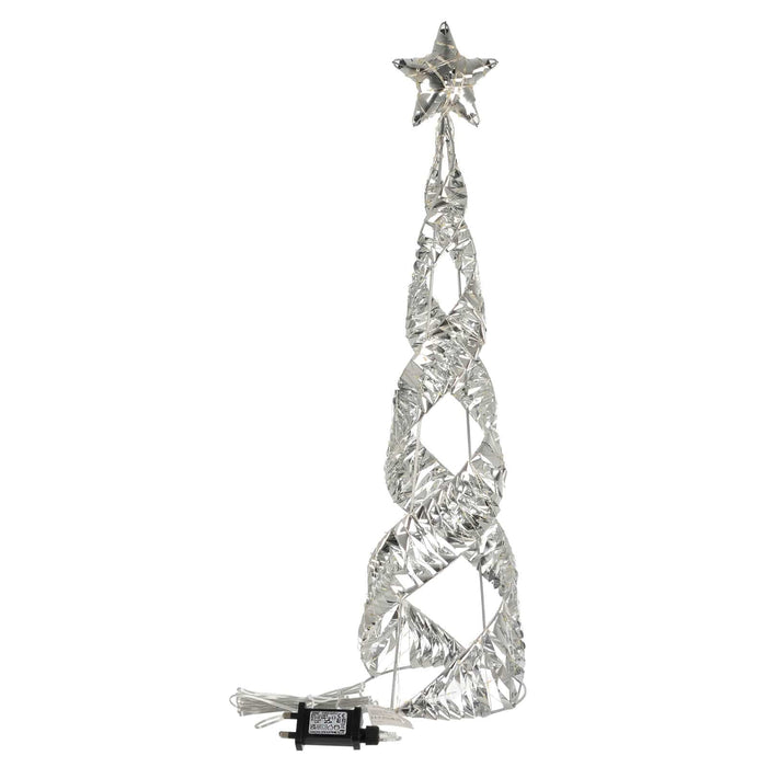 Silver spiral Christmas tree with star topper and power plug