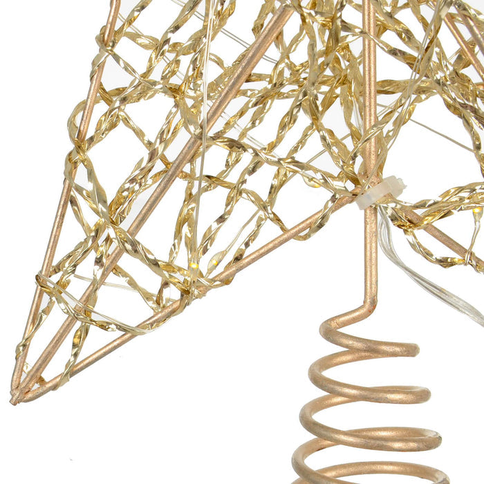 Mr Crimbo Gold Metal Star Light Up Christmas Tree Topper Warm White