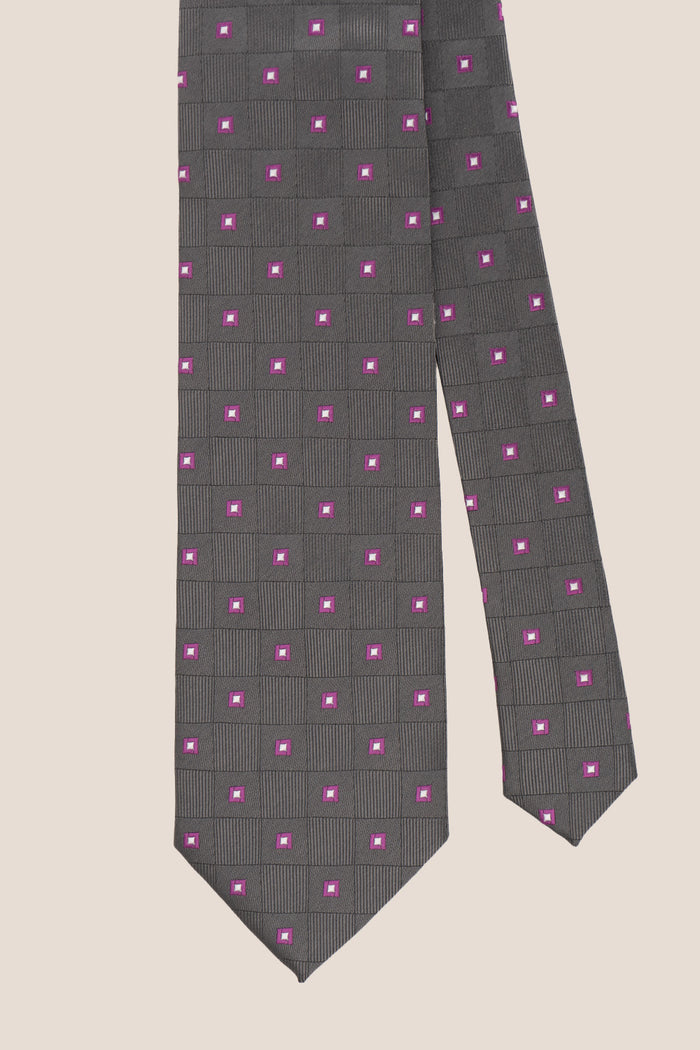 Multi Square Grey tie with versatile design, ideal for weddings, office wear, and formal occasions.
