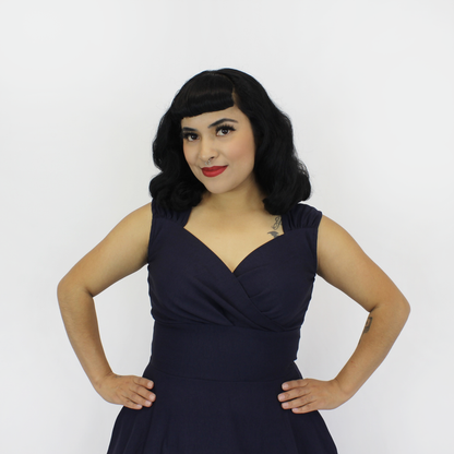Navy Blue Sweetheart Sleeveless Circle Dress| Retro Cocktail Party Dress
