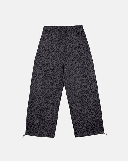 NOCTURNE BEAST SWEATPANTS DARK GREY - dark grey leopard print sweatpants, back view - Cold Culture