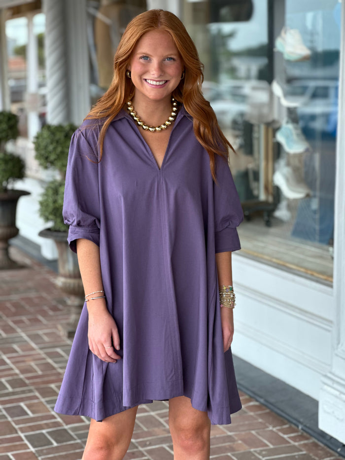 On The Go Mini Dress in Plum Slate