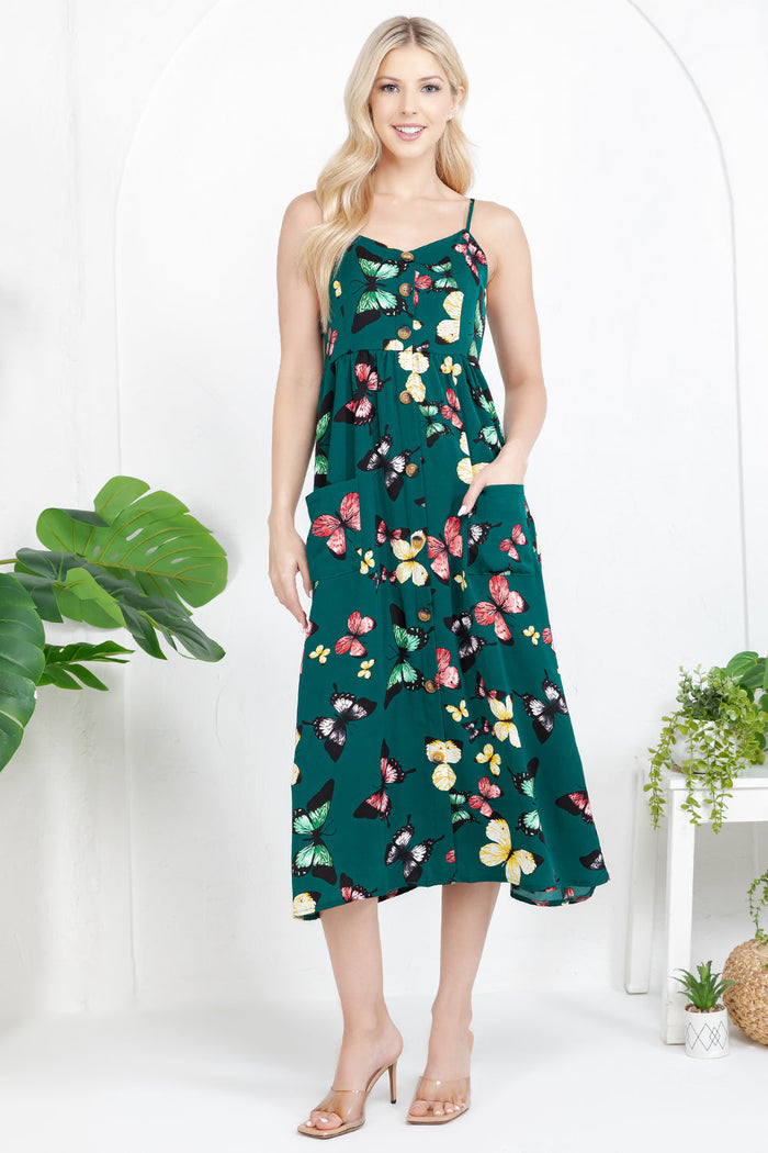 Out Of Town Dress Butterfly Green