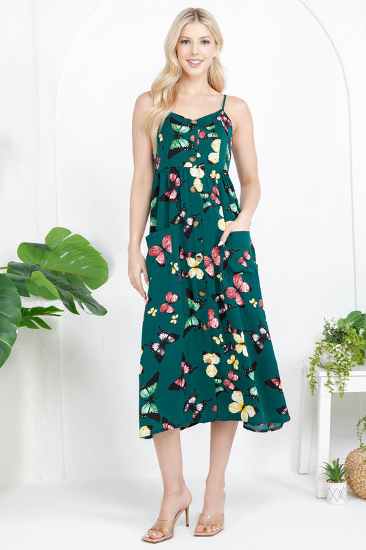 Out Of Town Dress Butterfly Green