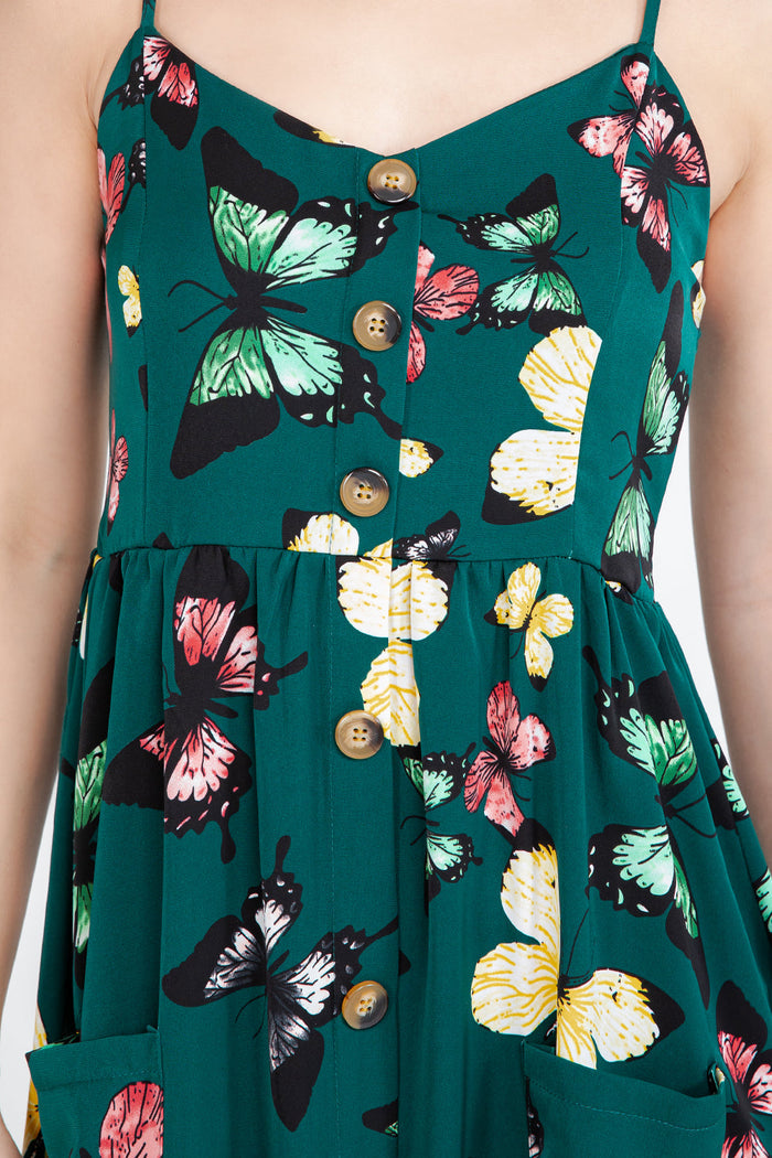 Out Of Town Dress Butterfly Green