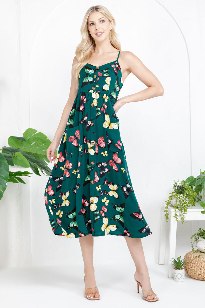 Out Of Town Dress Butterfly Green