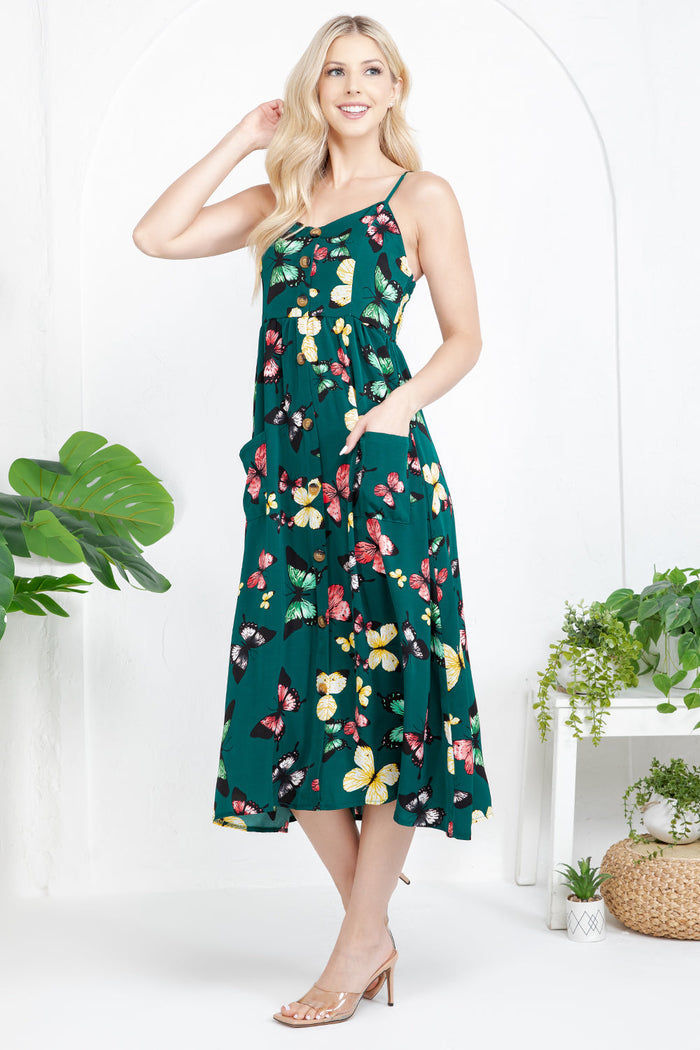 Out Of Town Dress Butterfly Green