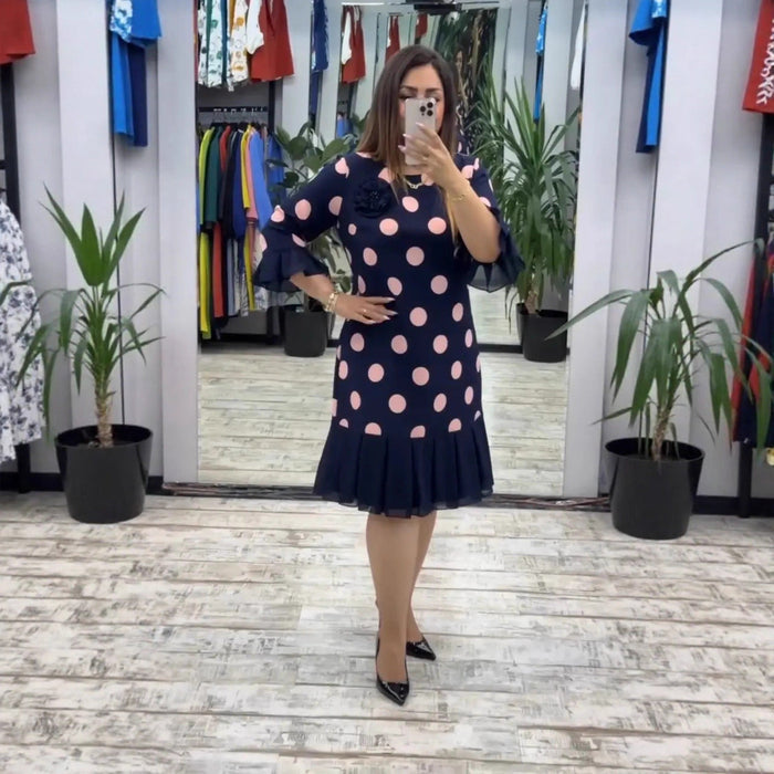 Palerine | Pleated Polka Dot Dress