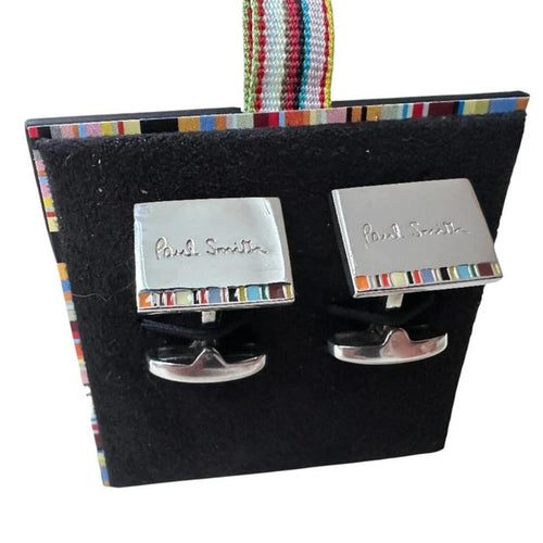 Paul Smith multi stripe cufflinks in 925 sterling silver with colorful striped design.