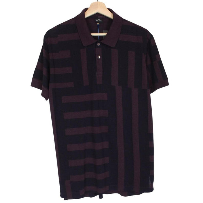 Paul Smith burgundy polo shirt with short sleeves, cotton material, brand logo on collar.