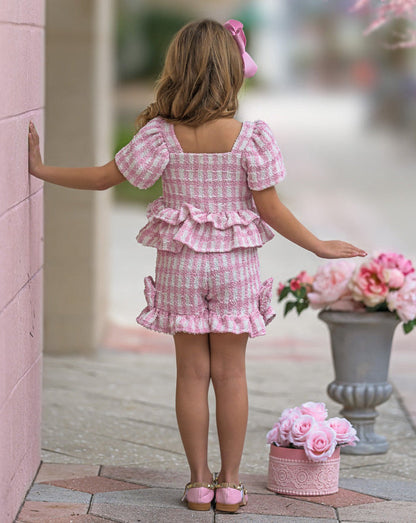 Mia Belle Girls Gingham Top And Short Set | Girls Elevated Casual