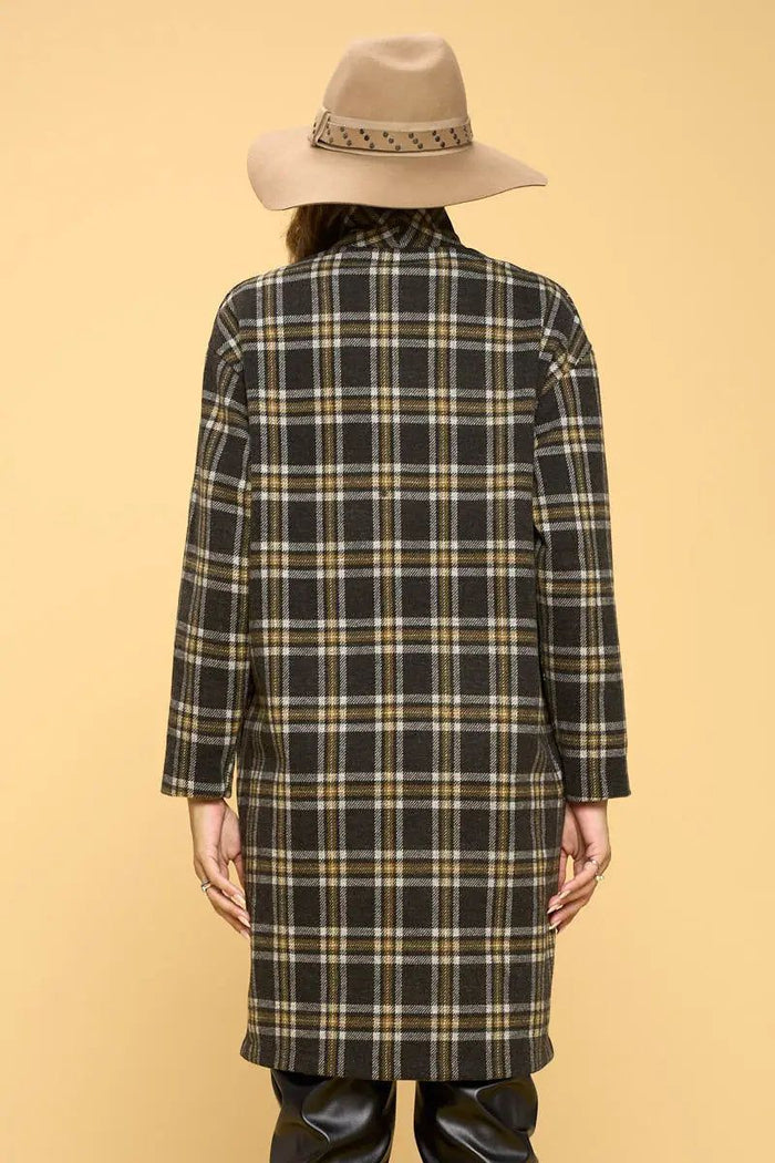 Plaid Coat with Buttons and Pockets - BTK COLLECTIONS