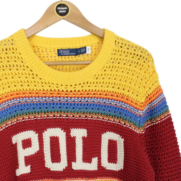 Polo Ralph Lauren Multicoloured Striped Linen Knit Logo Jumper