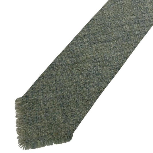 Polo Ralph Lauren green wool tie with classic logo and textured fabric.