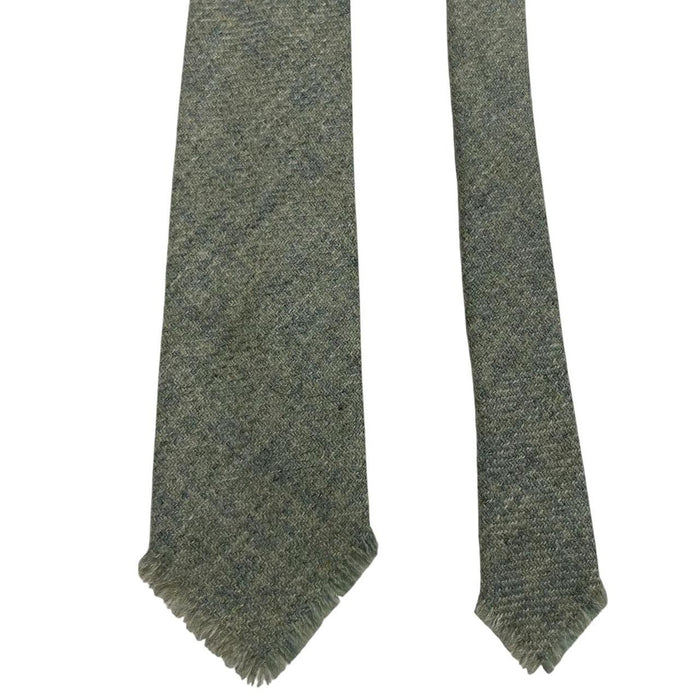 Polo Ralph Lauren green wool tie with classic logo and textured fabric.
