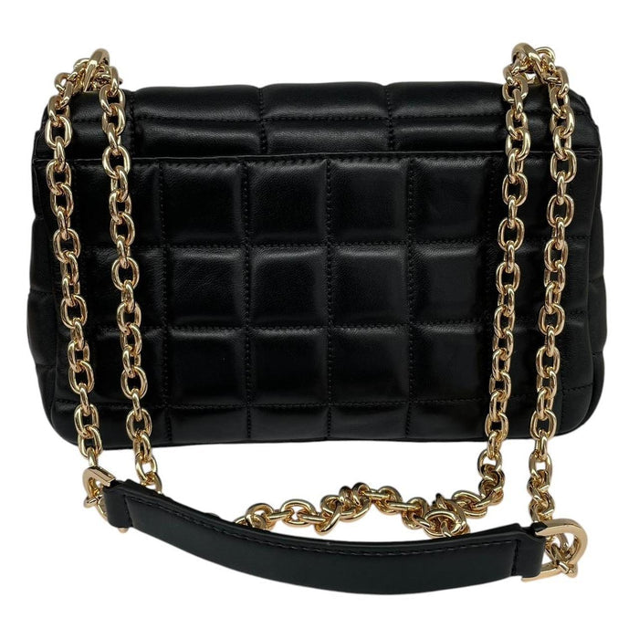 Michael Kors black duffel bag with quilted pattern and logo detail, pre-loved condition.