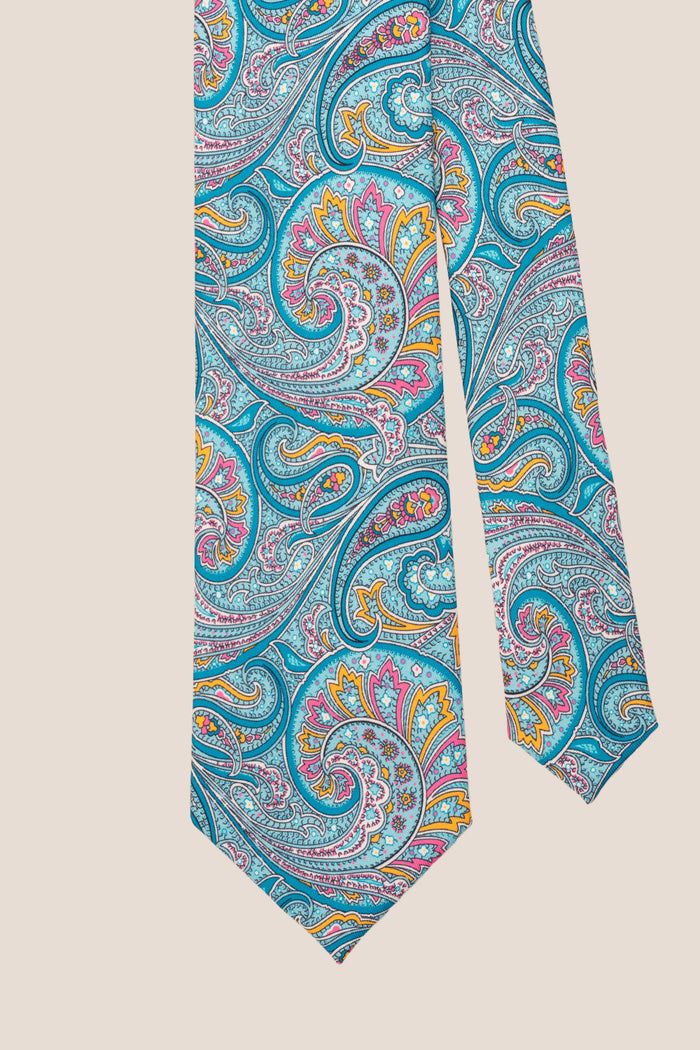 Print Blue tie with sophisticated design, ideal for office wear and daily occasions.