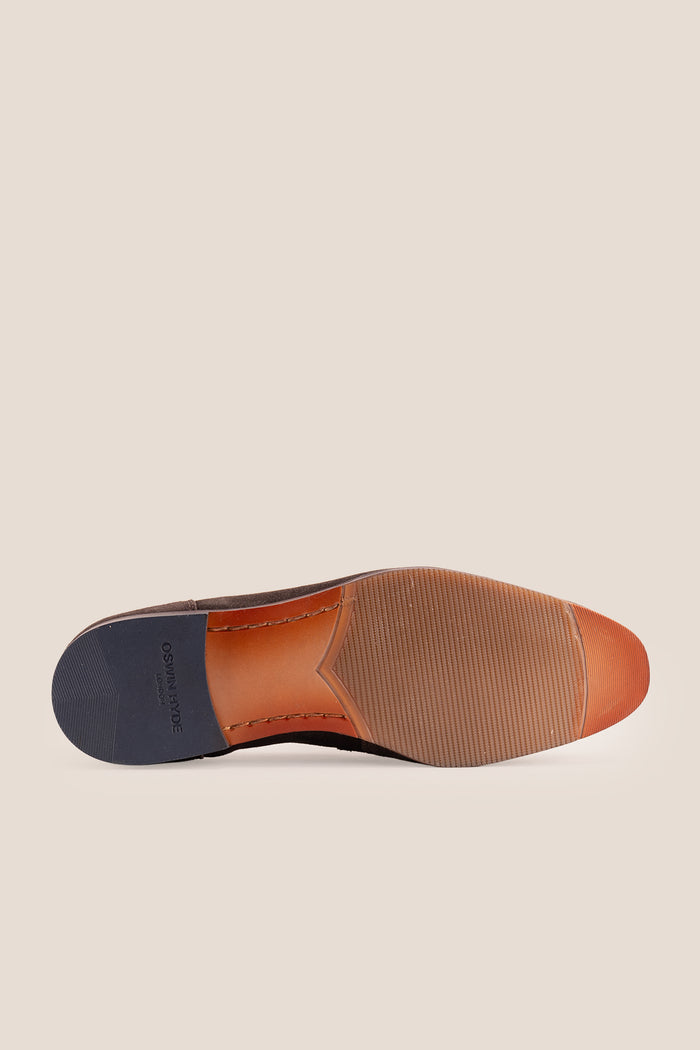Horsebit men's Brown Suede Premium Loafers by Oswin Hyde with contemporary design and comfort.